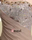Fold Stroppelos Hals Paljett Beading Kort Chiffon A-linje Kvinne Cocktail Kjoler Festkjoler