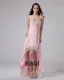 High Low Ruffle Beading V-Neck Chiffon Cocktail Dresses