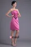 Fashion Satin Pleated Flower Strapless Thigh Length Bridesmaid Dress