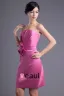 Fashion Satin Pleated Flower Strapless Thigh Length Bridesmaid Dress