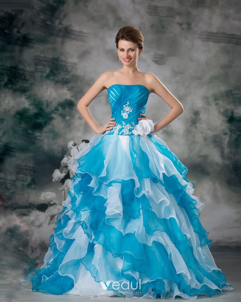 Organza Strapless Sweetheart Ruffled Ball Gown Wedding Dress -  TheCelebrityDresses