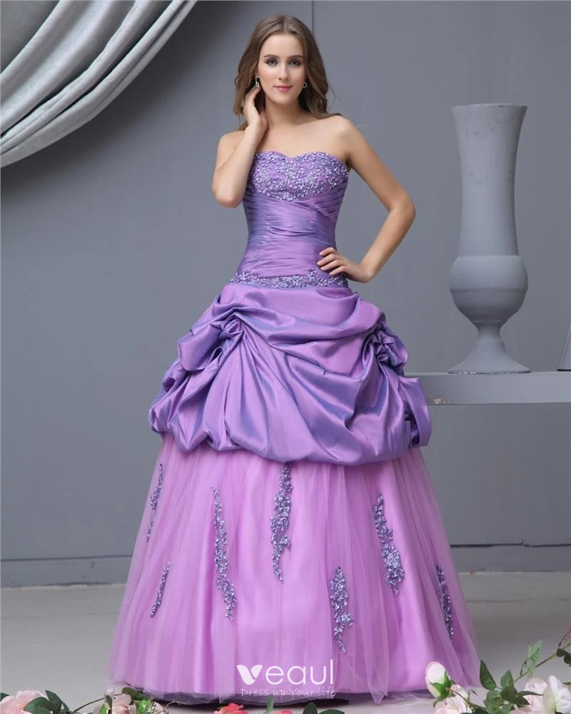 fuchsia taffeta floor dress quinceanera