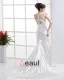 U Cou En Forme Applique Ondule Traverse La Ceinture De Longueur De Plancher Charmeuse Femme Robe De Mariée Fourreau