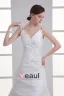 Taffeta Applique Beading V Neck Court Train Mermaid Wedding Dress