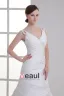 Taffeta Applique Beading V Neck Court Train Mermaid Wedding Dress