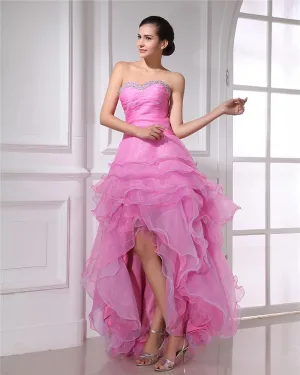 Mote Organza Krusning Beaded Kjaereste Asymmetrisk Ballkjoler