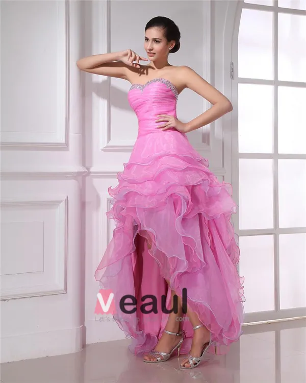 Mote Organza Krusning Beaded Kjaereste Asymmetrisk Ballkjoler