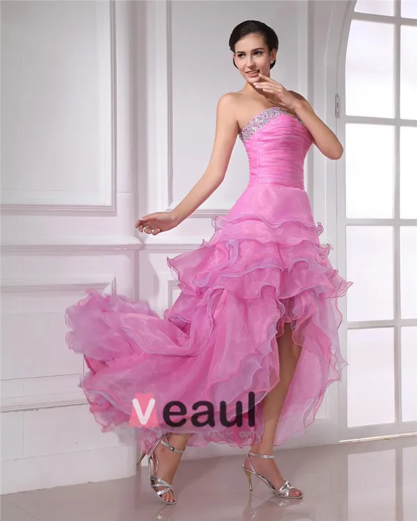 Mote Organza Krusning Beaded Kjaereste Asymmetrisk Ballkjoler