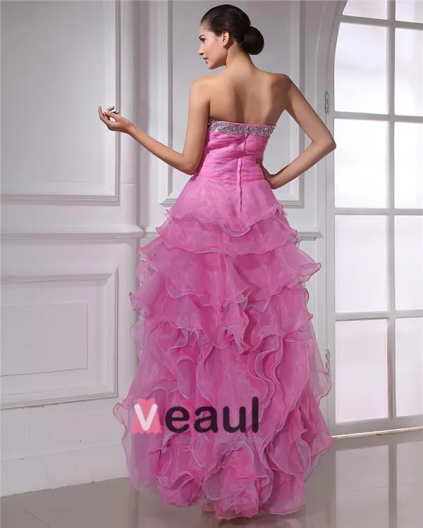 Mote Organza Krusning Beaded Kjaereste Asymmetrisk Ballkjoler