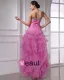 Mote Organza Krusning Beaded Kjaereste Asymmetrisk Ballkjoler