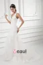 Organza Ruffle Halter Court Train Tiered Mermaid Wedding Dress