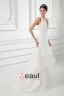 Organza Ruffle Halter Court Train Tiered Mermaid Wedding Dress