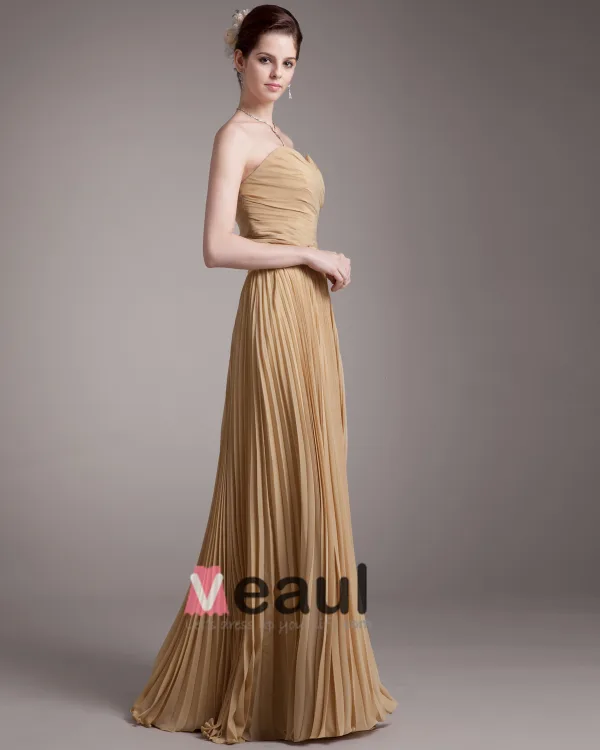 Beading Ruffles Kjaereste Gulv Lengde Chiffon Selskapskjole