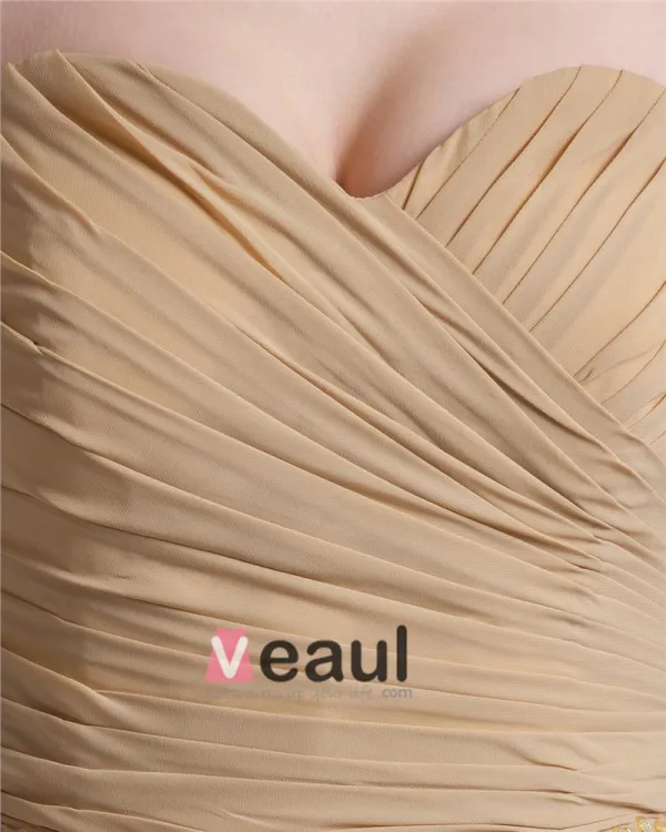 Beading Ruffles Kjaereste Gulv Lengde Chiffon Selskapskjole