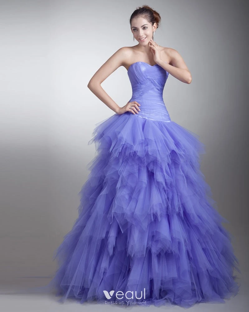 Ruffles Satin Tulle Purple Sweetheart Prom Dress Ruffles Satin Tulle Purple Sweetheart Prom Dress