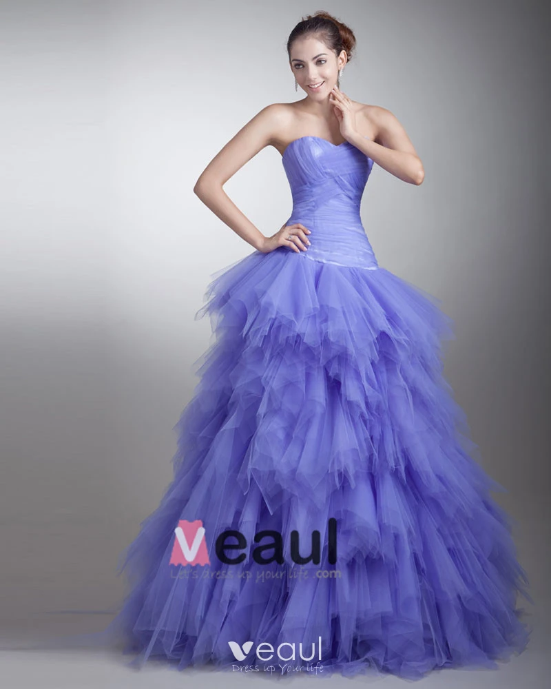 Ruffles Satin Tulle Purple Sweetheart Prom Dress Ruffles Satin Tulle Purple Sweetheart Prom Dress