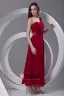 One Shoulder Pleated Ankle Length Chiffon Woman Bridesmaid Dress