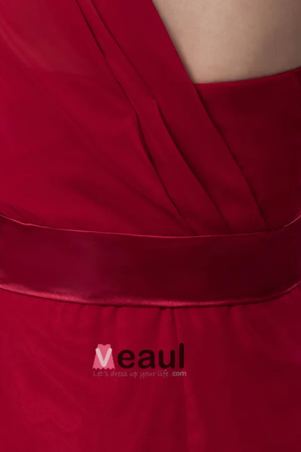 One Shoulder Pleated Ankle Length Chiffon Woman Bridesmaid Dress
