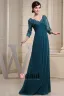Chiffon Silk Beading Pleated V Neck Floor Length Mother of the Bride Dress