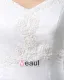 Applique Short Sleeve V Neck Satin Organza Sheath Wedding Dress