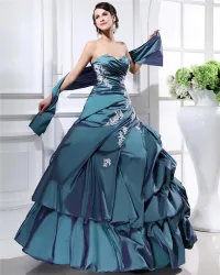 Robe De Bal Sweetheart Rez-de Taffetas De Broderie Robe De Bal De Longueur Sans Manches