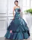 Ballkjole Kjaereste Ermelos Gulv Lengde Broderi Taffeta