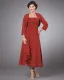 Elegante Chiffon Ruches Kralen Vierkante Hals Thee Lengte Moeder Van De Bruid Gasten Jurk