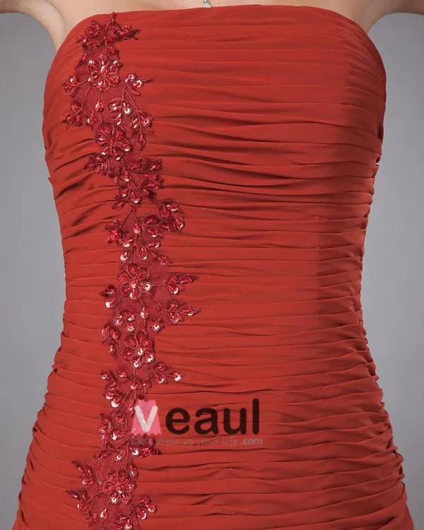 Elegante Chiffon Ruches Kralen Vierkante Hals Thee Lengte Moeder Van De Bruid Gasten Jurk
