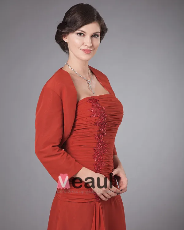 Elegante Chiffon Ruches Kralen Vierkante Hals Thee Lengte Moeder Van De Bruid Gasten Jurk