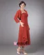 Elegante Chiffon Ruches Kralen Vierkante Hals Thee Lengte Moeder Van De Bruid Gasten Jurk
