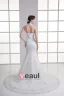 Taffeta Ruffle Flower Strapless Court Train Tiered Mermaid Wedding Dress