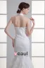 Taffeta Ruffle Flower Strapless Court Train Tiered Mermaid Wedding Dress