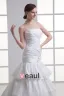 Taffeta Ruffle Flower Strapless Court Train Tiered Mermaid Wedding Dress