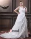 Taffeta Beading Applique V Neck Court Plus Size Bridal Gown Wedding Dress
