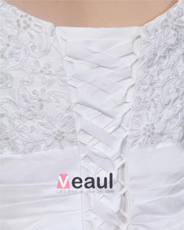 Taffeta Beading Applique V Neck Court Plus Size Bridal Gown Wedding Dress