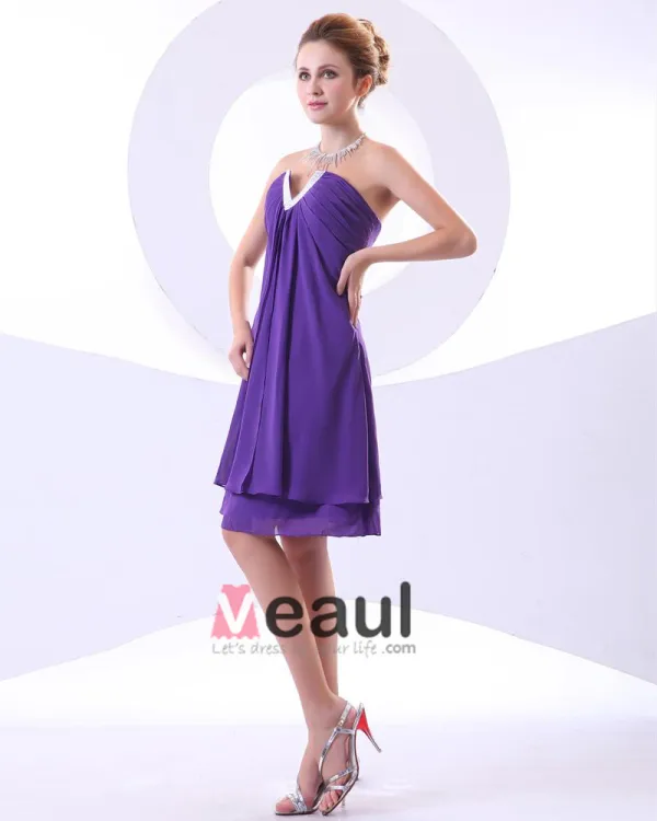Charmeuse Chiffon Kjaereste Frynse Imperium Korte Mini Kvinners Cocktail Kjoler Festkjoler