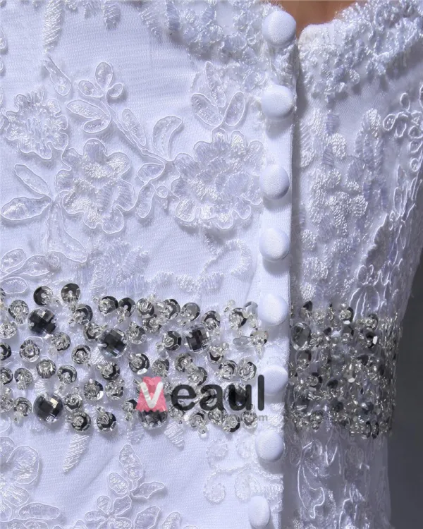 V Neck Beading Applique Floor Length Woman Mermaid Wedding Dress