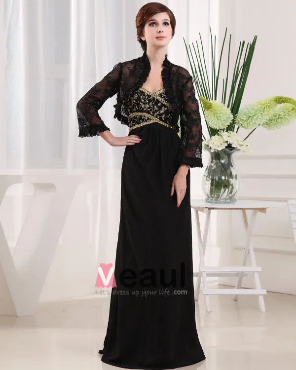 Schatz Langarm Reißverschluss Stickerei Friesen Bodenlangen Chiffon Spitze Mutter Der Braut Kleid