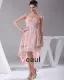 Chiffon Strapless Waistband Ruffle Ankle Length Bridesmaid Dress