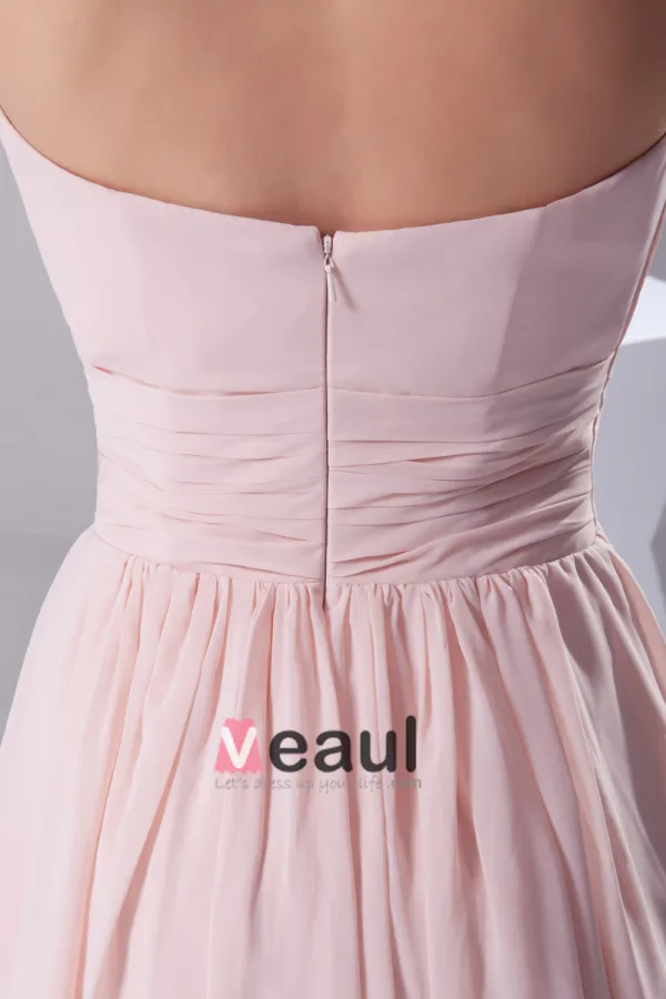 Chiffon Strapless Waistband Ruffle Ankle Length Bridesmaid Dress
