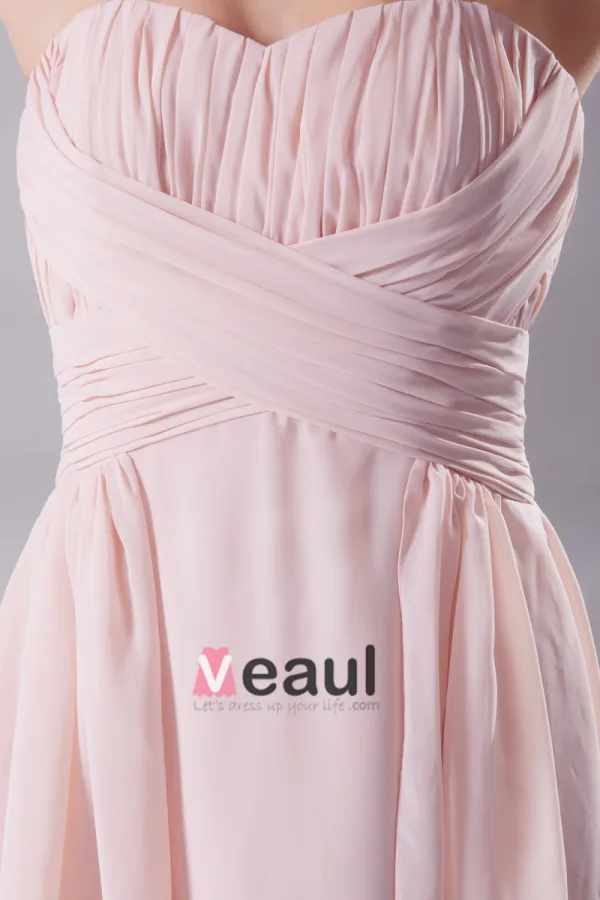 Chiffon Strapless Waistband Ruffle Ankle Length Bridesmaid Dress