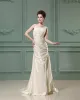 Jewel Sleeveless Zipper Ruffle Floor Length Lace Sheath Wedding Dress