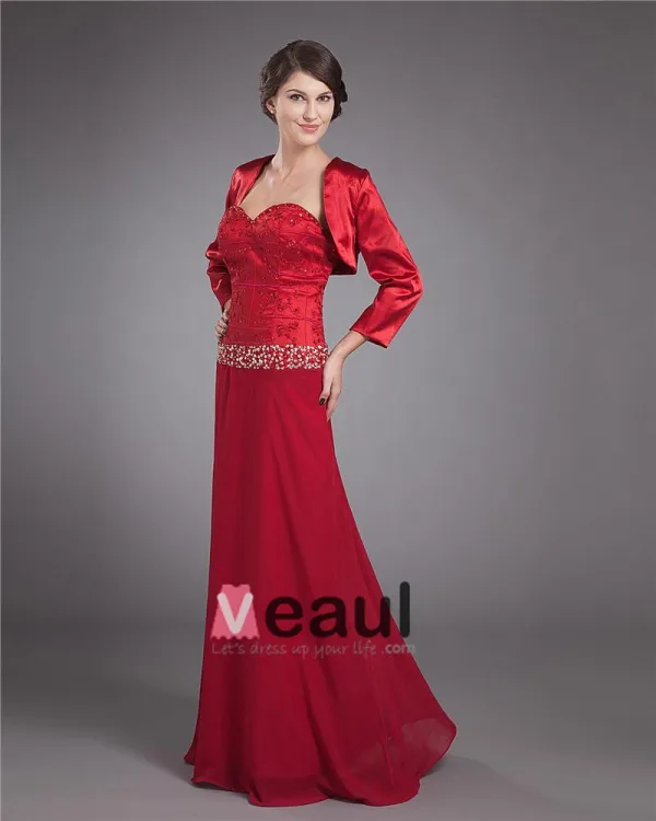 Gorgeous V-Neck Floor Length Charmeuse Lace Mother of the Bride Dress