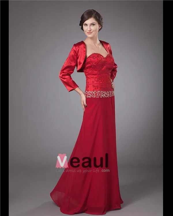 Gorgeous V-Neck Floor Length Charmeuse Lace Mother of the Bride Dress