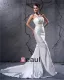 Elegant Satin Plisse Applique Halter Longueur Robe De Mariée Fourreau