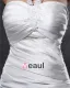 Elegant Satin Plisse Applique Halter Longueur Robe De Mariée Fourreau