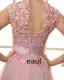 Fils D'applique De Satin Plisse Col Rond Genou Robes De Soirée De Longueur
