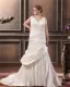 Satin V-Neck Beading Chapel Train Empire Plus Size Wedding Dresses
