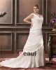 Satin V-Neck Beading Chapel Train Empire Plus Size Wedding Dresses