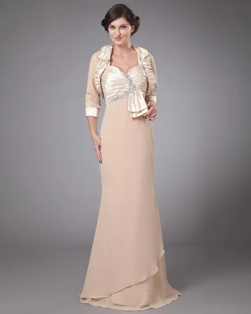 Satin A Volants Plisses Queen Anne Longueur De Plancher Meres De Robes De Mariée Invites